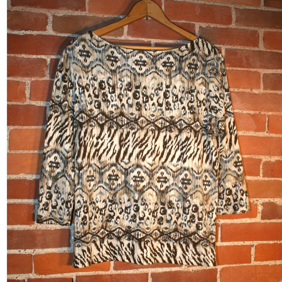 Chico's Desert Divisions Gigi Cotton & Modal Printed 3/4 Sleeve Blouse - Picture 6 of 6